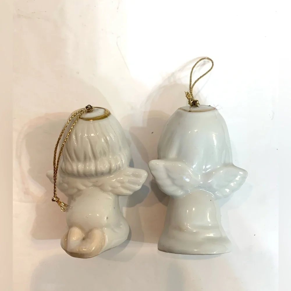 LOT of 2 Vintage ROC Ceramic Christmas Angel Figurines Praying Ornaments Taiwan